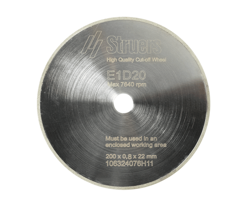 Disco de corte de diamante E1D20, 200 mm (8) diá. x 0,8 mm x 22 mm diá.